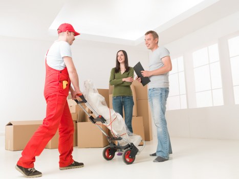 Packed boxes and moving supplies prepared for flat removals in Pentonville
