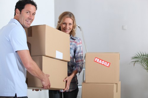 Furniture and boxes being moved from a Pentonville flat